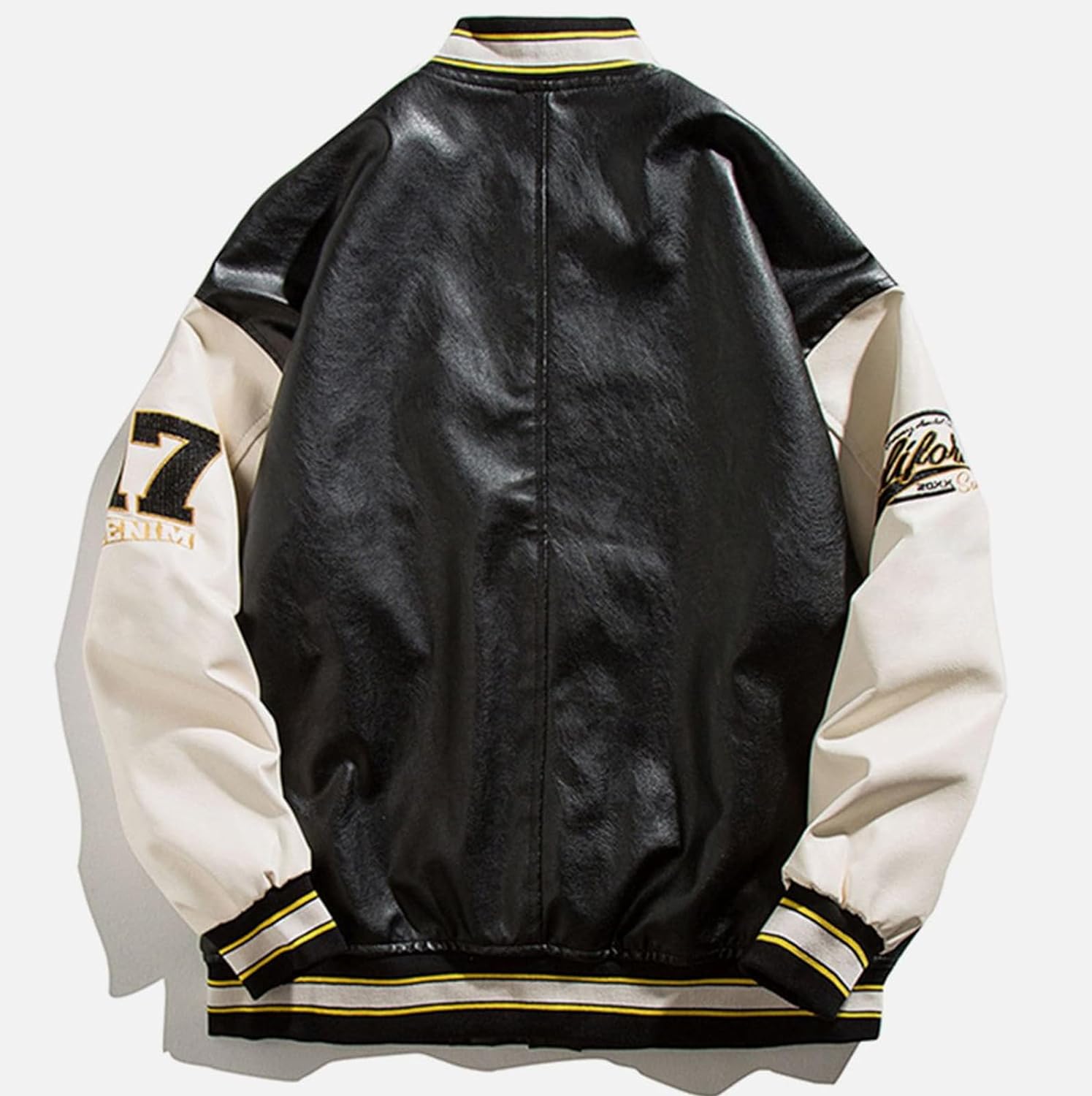 Aelfric Eden Mens Faux Leather Varsity Jacket Vintage Racing Motorcycle Graphic Bomber Jackets Oversized Streetwear Jacket08black