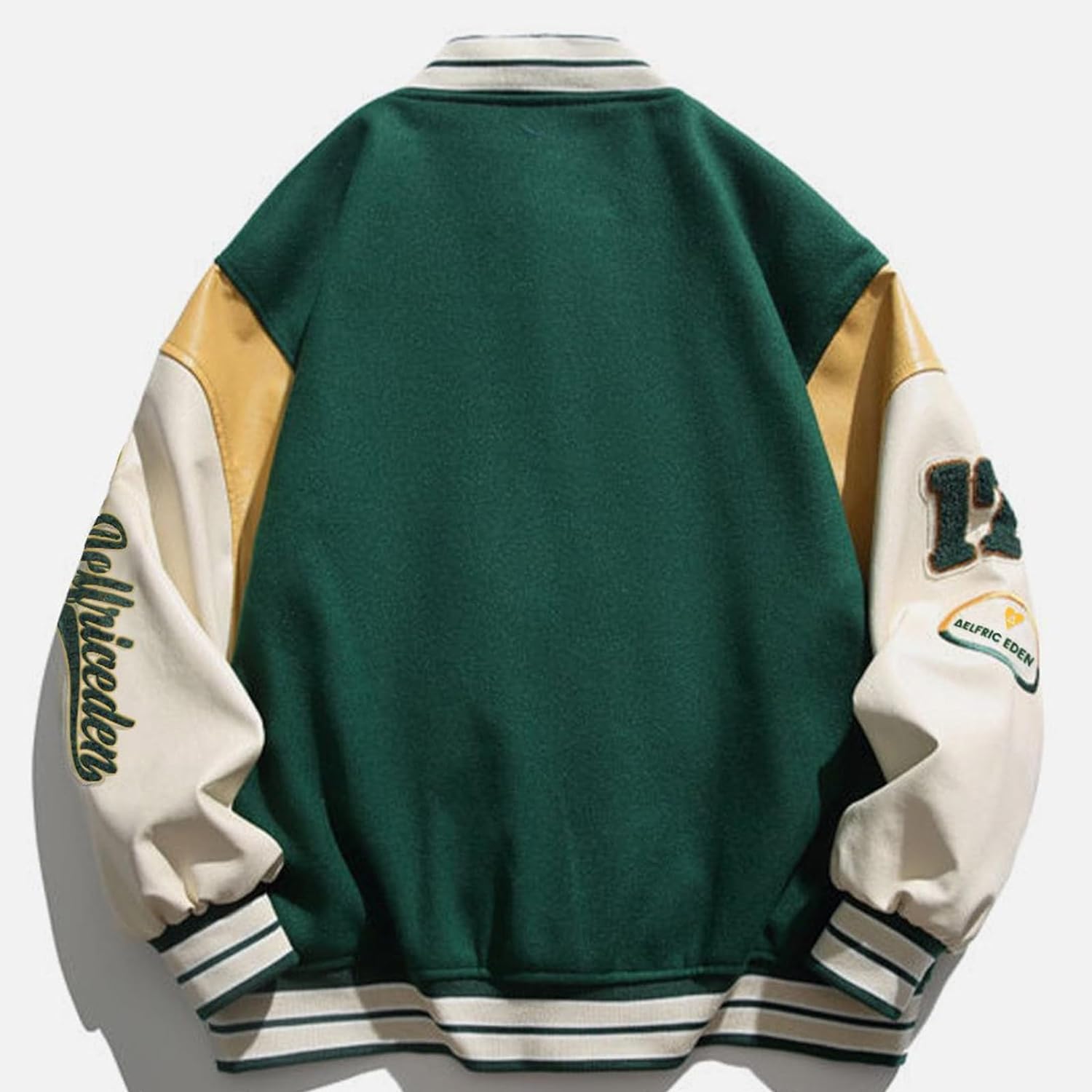 Aelfric Eden Mens Faux Leather Varsity Jacket Vintage Racing Motorcycle Graphic Bomber Jackets Oversized Streetwear Jacket09green