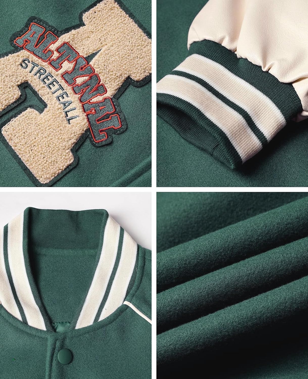 Aelfric Eden Mens Faux Leather Varsity Jacket Vintage Racing Motorcycle Graphic Bomber Jackets Oversized Streetwear Jacket09green