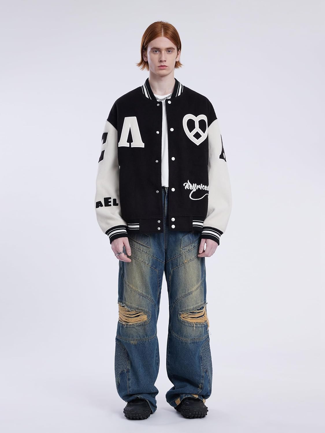 Aelfric Eden Mens Faux Leather Varsity Jacket Vintage Racing Motorcycle Graphic Bomber Jackets Oversized Streetwear Jacket10black