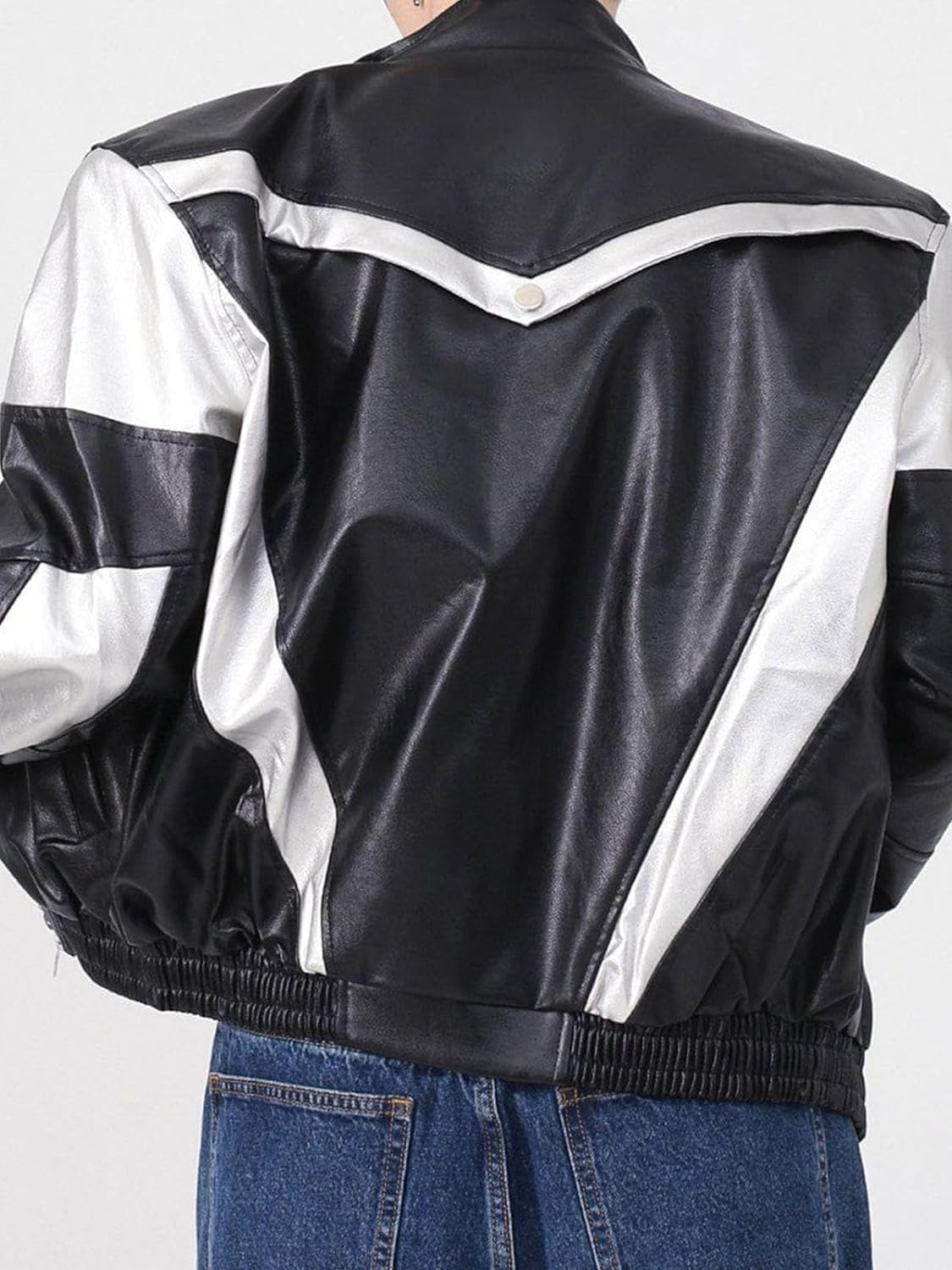 Aelfric Eden Mens Faux Leather Varsity Jacket Vintage Racing Motorcycle Graphic Bomber Jackets Oversized Streetwear Jacket11grey