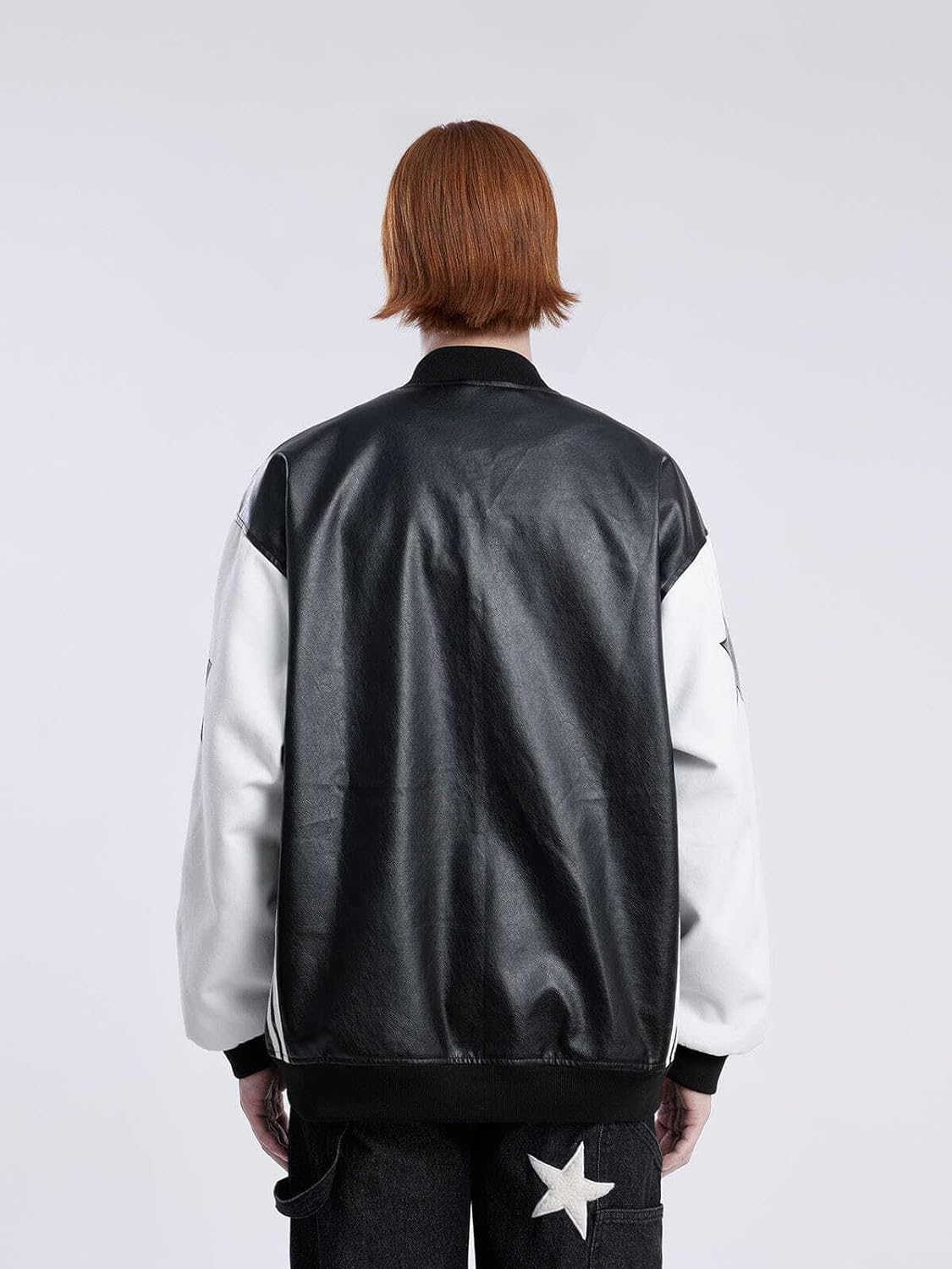 Aelfric Eden Mens Faux Leather Varsity Jacket Vintage Racing Motorcycle Graphic Bomber Jackets Oversized Streetwear Jacket12black
