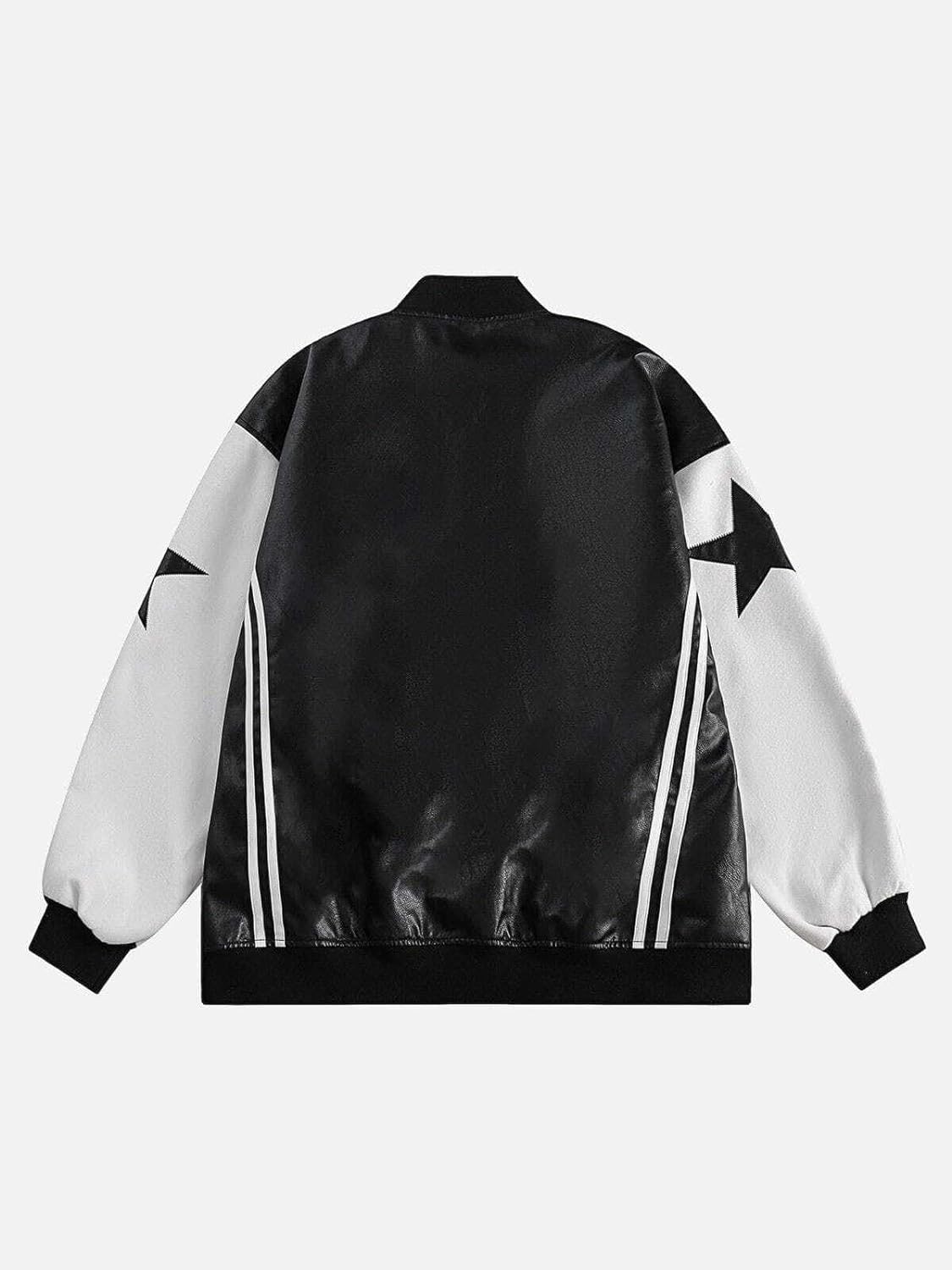 Aelfric Eden Mens Faux Leather Varsity Jacket Vintage Racing Motorcycle Graphic Bomber Jackets Oversized Streetwear Jacket12black