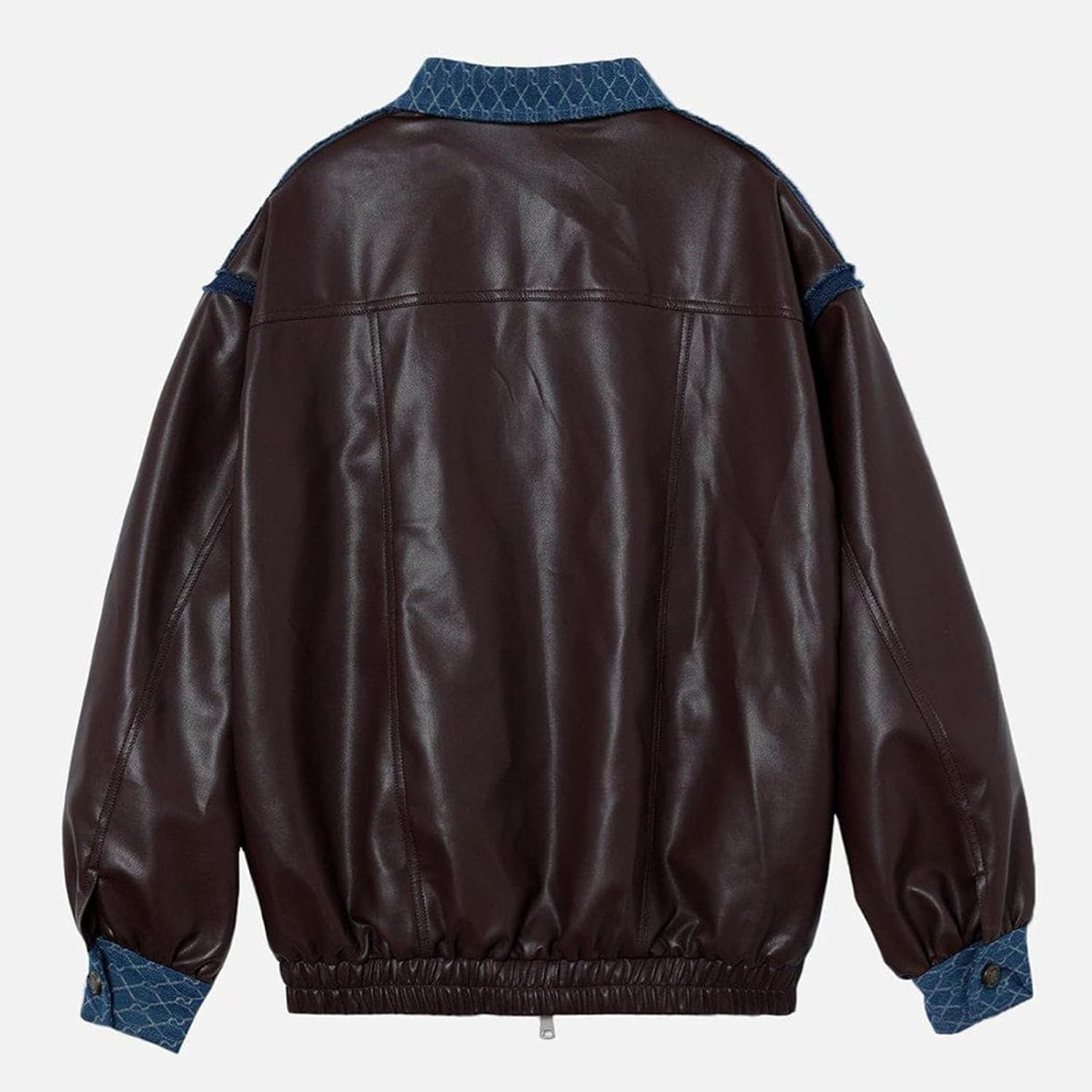 Aelfric Eden Mens Faux Leather Varsity Jacket Vintage Racing Motorcycle Graphic Bomber Jackets Oversized Streetwear Jacket13brown