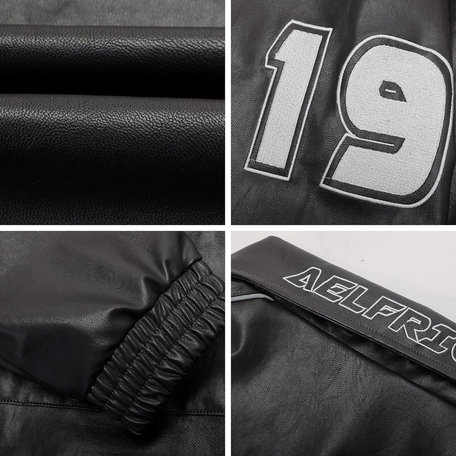 Aelfric Eden Mens Faux Leather Varsity Jacket Vintage Racing Motorcycle Graphic Bomber Jackets Oversized Streetwear Jacket14dark Grey
