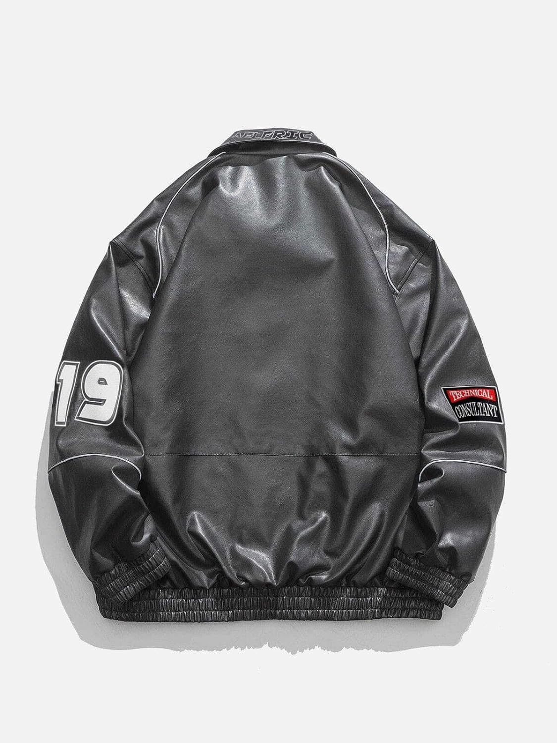 Aelfric Eden Mens Faux Leather Varsity Jacket Vintage Racing Motorcycle Graphic Bomber Jackets Oversized Streetwear Jacket14dark Grey