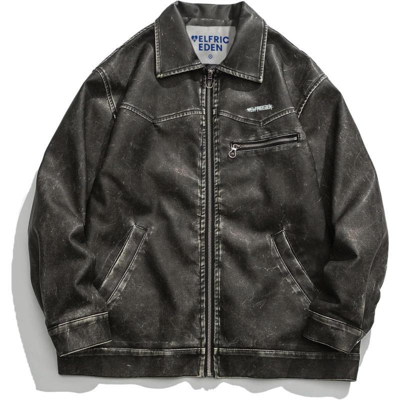 Aelfric Eden Mens Faux Leather Varsity Jacket Vintage Racing Motorcycle Graphic Bomber Jackets Oversized Streetwear Jacket04black