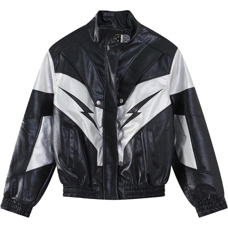 Aelfric Eden Mens Faux Leather Varsity Jacket Vintage Racing Motorcycle Graphic Bomber Jackets Oversized Streetwear Jacket11grey