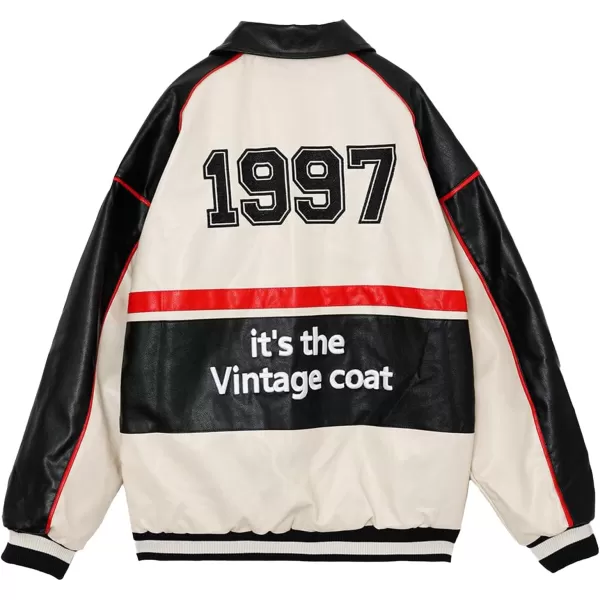 Aelfric Eden Mens Faux Leather Varsity Jacket Vintage Racing Motorcycle Graphic Bomber Jackets Oversized Streetwear Jacket01apricot