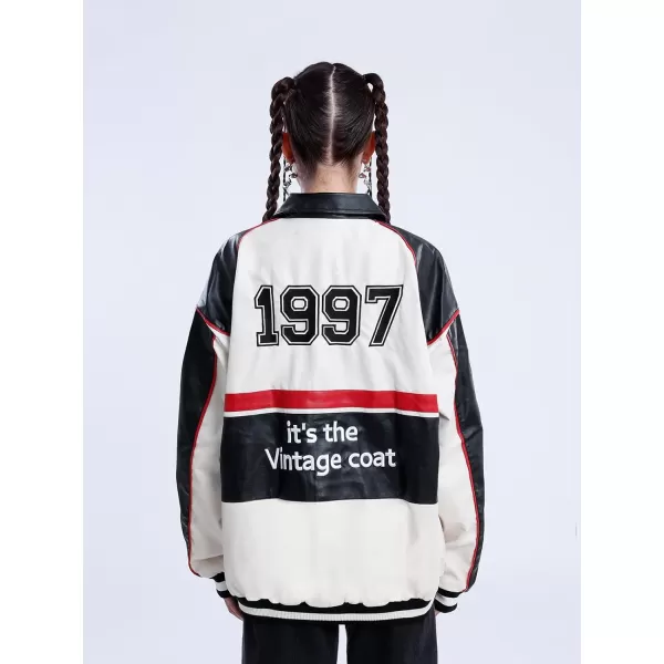 Aelfric Eden Mens Faux Leather Varsity Jacket Vintage Racing Motorcycle Graphic Bomber Jackets Oversized Streetwear Jacket01apricot