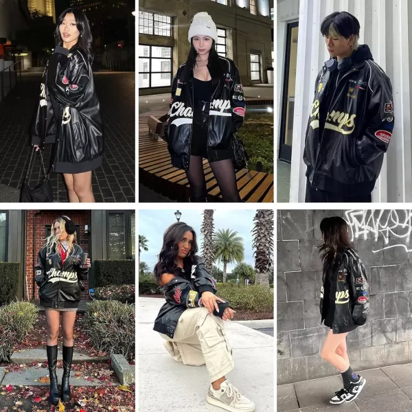 Aelfric Eden Mens Faux Leather Varsity Jacket Vintage Racing Motorcycle Graphic Bomber Jackets Oversized Streetwear Jacket02black