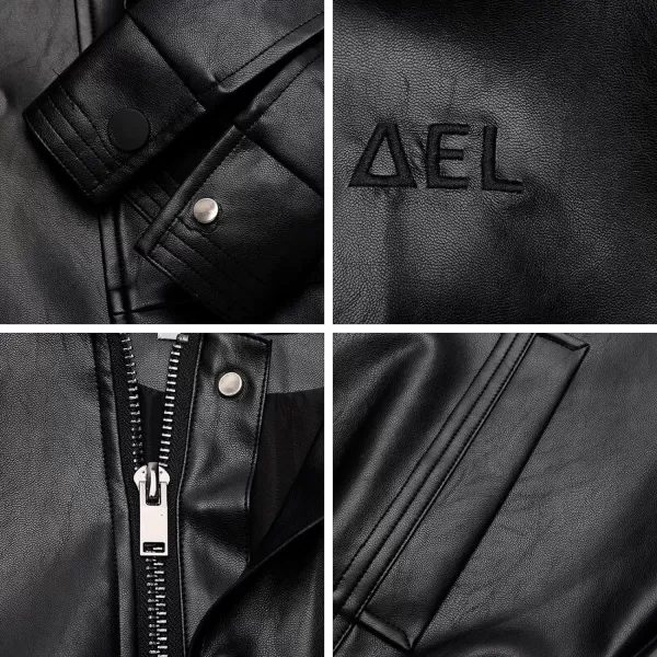 Aelfric Eden Mens Faux Leather Varsity Jacket Vintage Racing Motorcycle Graphic Bomber Jackets Oversized Streetwear Jacket03black