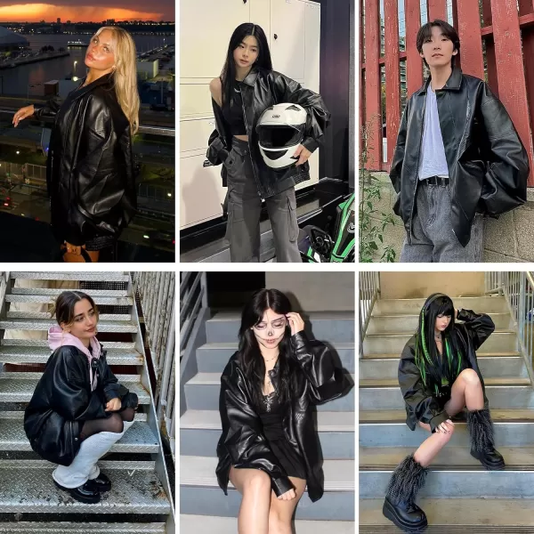 Aelfric Eden Mens Faux Leather Varsity Jacket Vintage Racing Motorcycle Graphic Bomber Jackets Oversized Streetwear Jacket03black