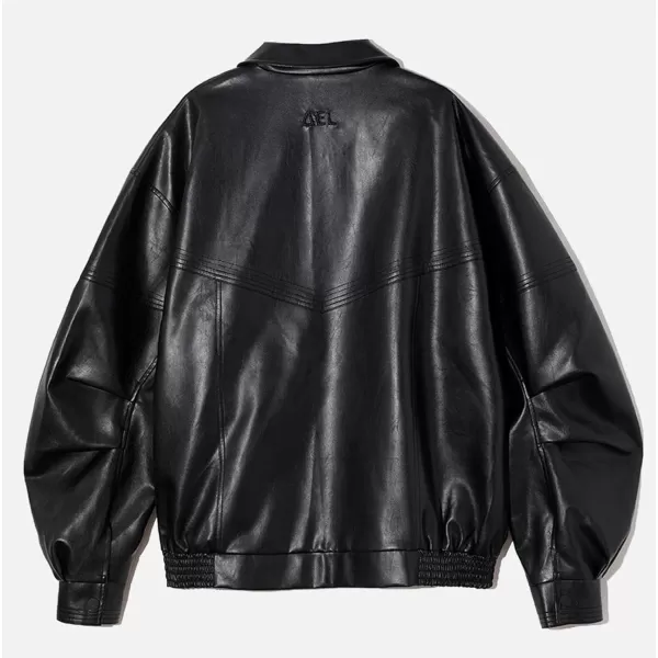 Aelfric Eden Mens Faux Leather Varsity Jacket Vintage Racing Motorcycle Graphic Bomber Jackets Oversized Streetwear Jacket03black