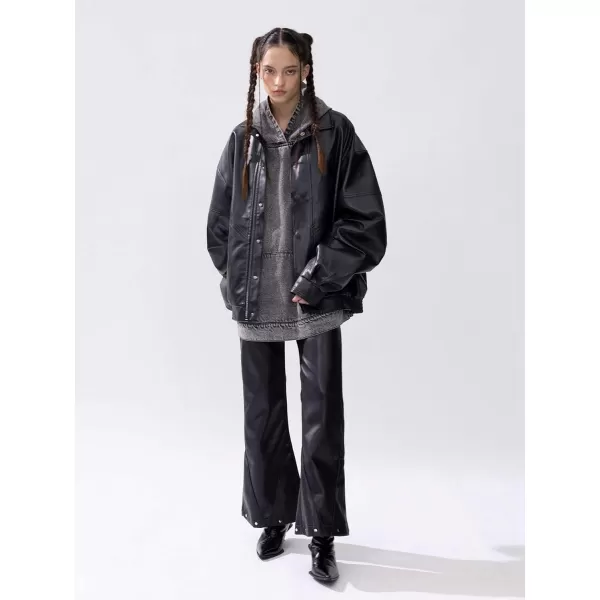 Aelfric Eden Mens Faux Leather Varsity Jacket Vintage Racing Motorcycle Graphic Bomber Jackets Oversized Streetwear Jacket03black