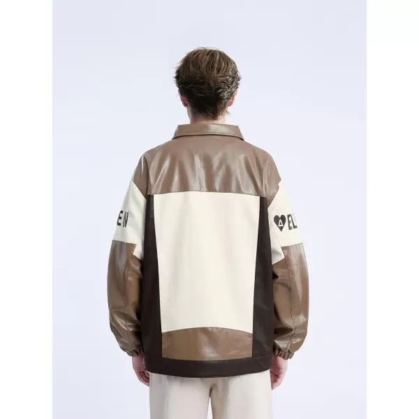 Aelfric Eden Mens Faux Leather Varsity Jacket Vintage Racing Motorcycle Graphic Bomber Jackets Oversized Streetwear Jacket06coffee