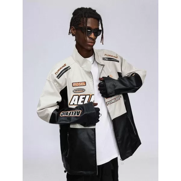 Aelfric Eden Mens Faux Leather Varsity Jacket Vintage Racing Motorcycle Graphic Bomber Jackets Oversized Streetwear Jacket07black