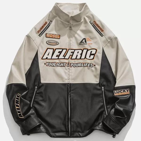 Aelfric Eden Mens Faux Leather Varsity Jacket Vintage Racing Motorcycle Graphic Bomber Jackets Oversized Streetwear Jacket07black