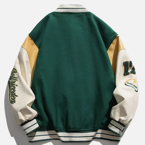 Aelfric Eden Mens Faux Leather Varsity Jacket Vintage Racing Motorcycle Graphic Bomber Jackets Oversized Streetwear Jacket09green