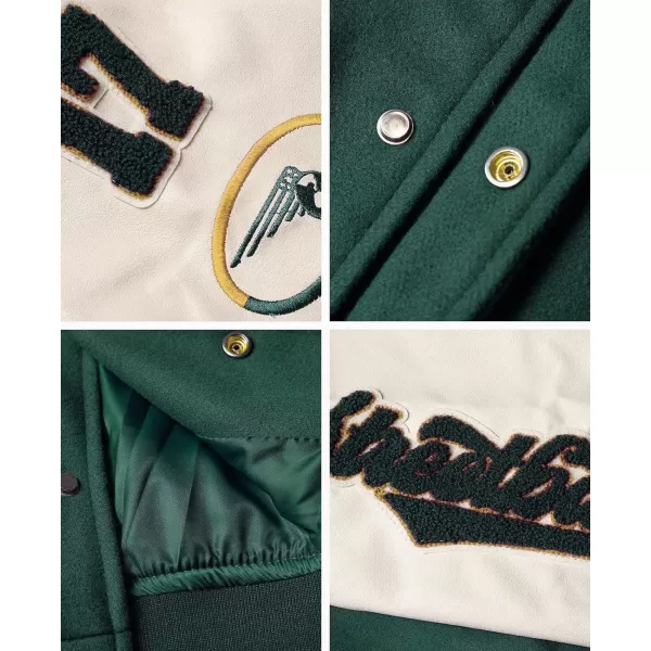 Aelfric Eden Mens Faux Leather Varsity Jacket Vintage Racing Motorcycle Graphic Bomber Jackets Oversized Streetwear Jacket09green