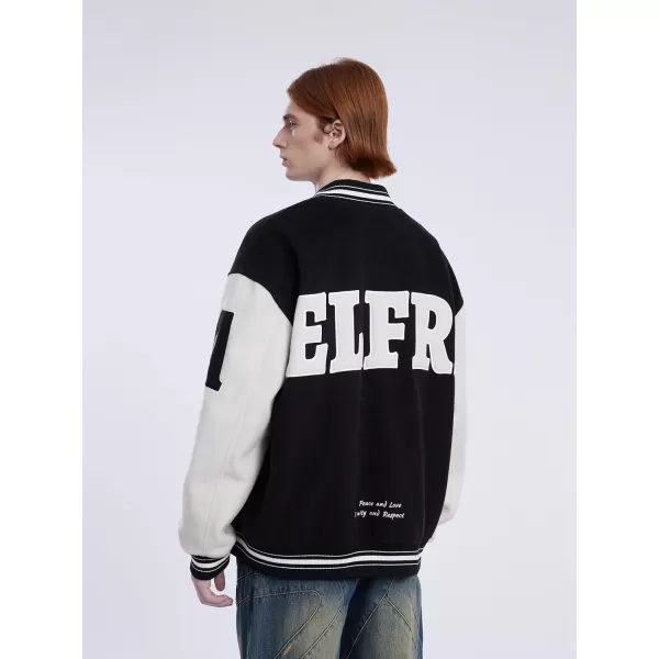 Aelfric Eden Mens Faux Leather Varsity Jacket Vintage Racing Motorcycle Graphic Bomber Jackets Oversized Streetwear Jacket10black