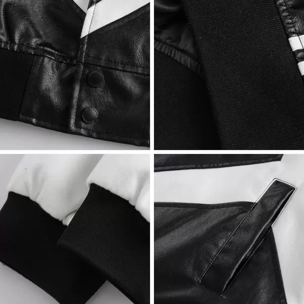 Aelfric Eden Mens Faux Leather Varsity Jacket Vintage Racing Motorcycle Graphic Bomber Jackets Oversized Streetwear Jacket12black