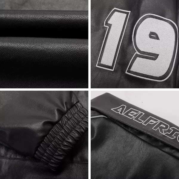Aelfric Eden Mens Faux Leather Varsity Jacket Vintage Racing Motorcycle Graphic Bomber Jackets Oversized Streetwear Jacket14dark Grey