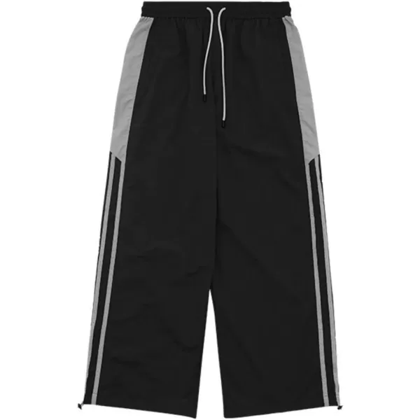 Aelfric Eden Striped Track Pants Men Parachute Pants Women Baggy Sweatpants Y2k Wide Leg Cargo Pants with DrawstringVs2black