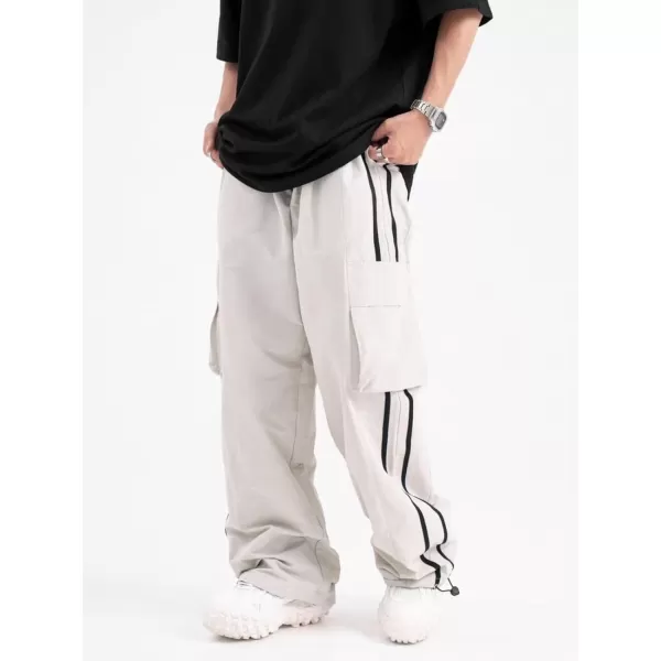 Aelfric Eden Striped Track Pants Men Parachute Pants Women Baggy Sweatpants Y2k Wide Leg Cargo Pants with DrawstringVs3grey