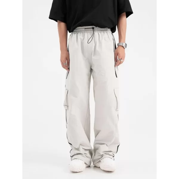 Aelfric Eden Striped Track Pants Men Parachute Pants Women Baggy Sweatpants Y2k Wide Leg Cargo Pants with DrawstringVs3grey