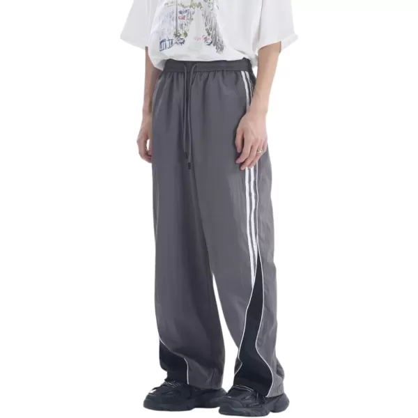 Aelfric Eden Striped Track Pants Men Parachute Pants Women Baggy Sweatpants Y2k Wide Leg Cargo Pants with DrawstringVs5darkgrey