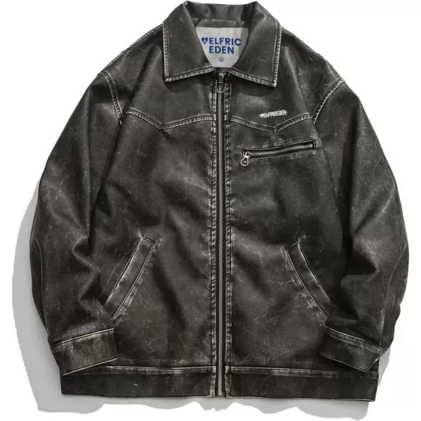 Aelfric Eden Mens Faux Leather Varsity Jacket Vintage Racing Motorcycle Graphic Bomber Jackets Oversized Streetwear Jacket04black