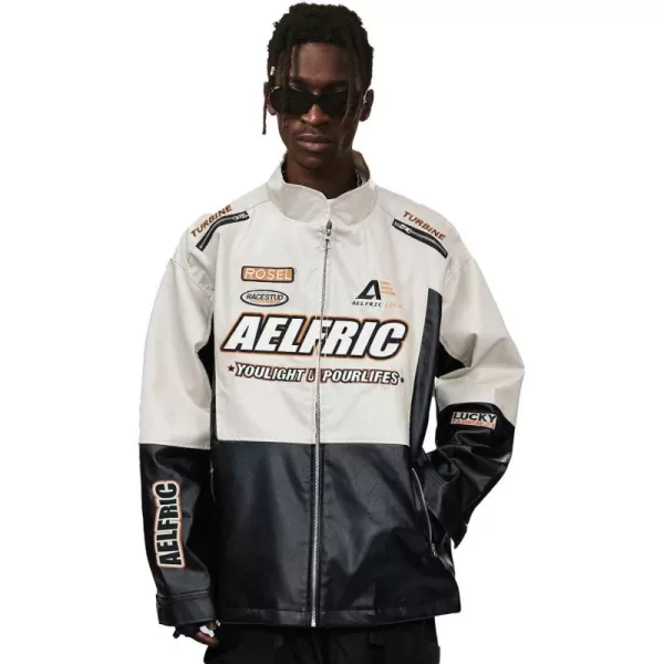 Aelfric Eden Mens Faux Leather Varsity Jacket Vintage Racing Motorcycle Graphic Bomber Jackets Oversized Streetwear Jacket07black