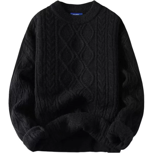 Aelfric Eden Oversized Knit Sweater Solid Vintage Pullover Sweater Unisex Woven Crewneck Knitted Tops01black