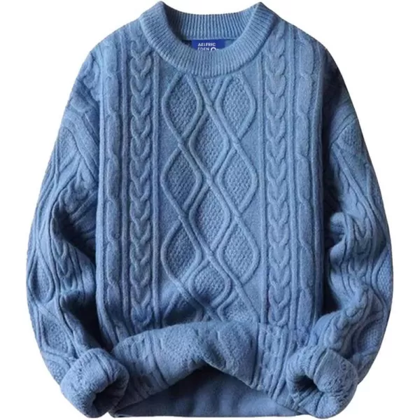 Aelfric Eden Oversized Knit Sweater Solid Vintage Pullover Sweater Unisex Woven Crewneck Knitted Tops01blue