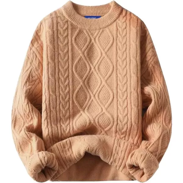 Aelfric Eden Oversized Knit Sweater Solid Vintage Pullover Sweater Unisex Woven Crewneck Knitted Tops01khaki