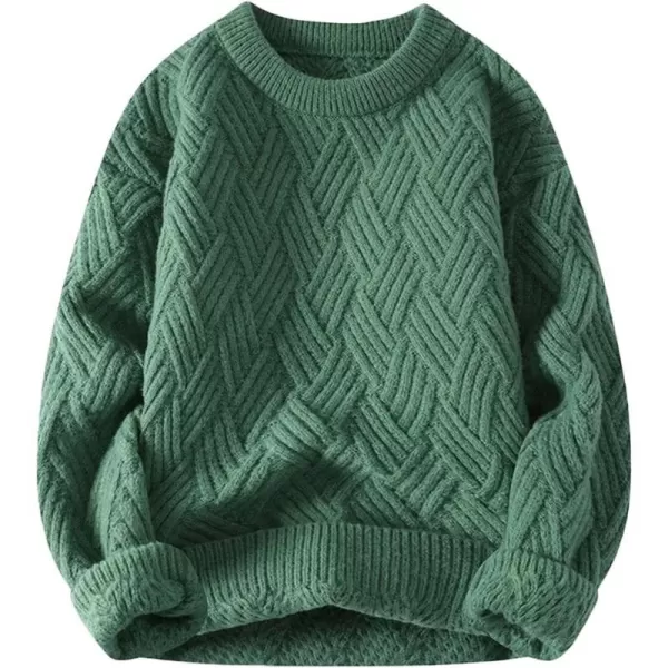 Aelfric Eden Oversized Knit Sweater Solid Vintage Pullover Sweater Unisex Woven Crewneck Knitted TopsB1green