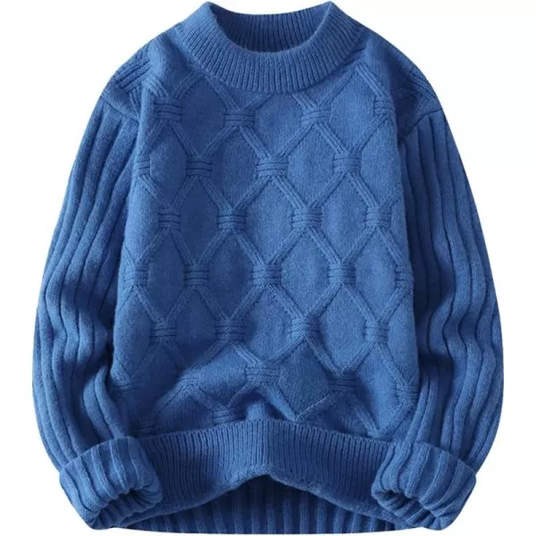 Aelfric Eden Oversized Knit Sweater Solid Vintage Pullover Sweater Unisex Woven Crewneck Knitted TopsB6blue