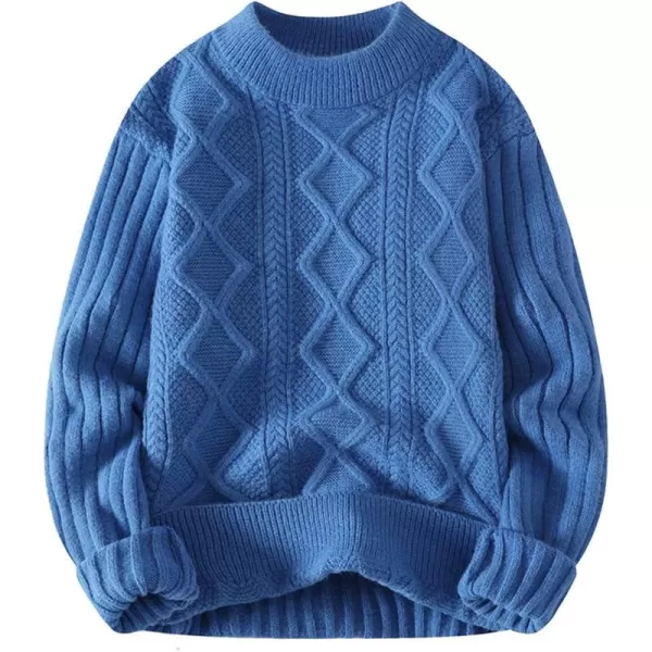 Aelfric Eden Oversized Knit Sweater Solid Vintage Pullover Sweater Unisex Woven Crewneck Knitted TopsB7blue