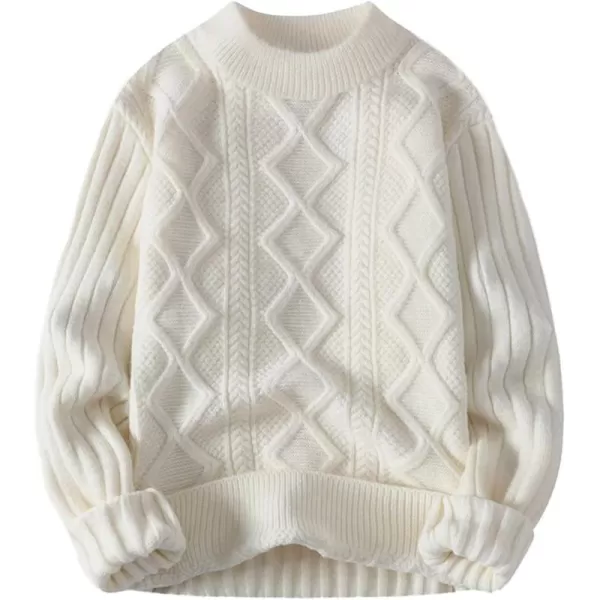 Aelfric Eden Oversized Knit Sweater Solid Vintage Pullover Sweater Unisex Woven Crewneck Knitted TopsB7white