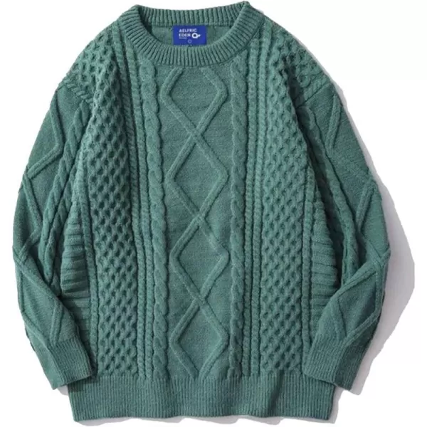 Aelfric Eden Oversized Knit Sweater Solid Vintage Pullover Sweater Unisex Woven Crewneck Knitted TopsGreen