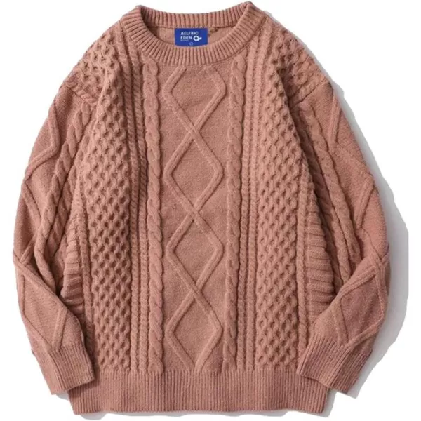 Aelfric Eden Oversized Knit Sweater Solid Vintage Pullover Sweater Unisex Woven Crewneck Knitted TopsPink