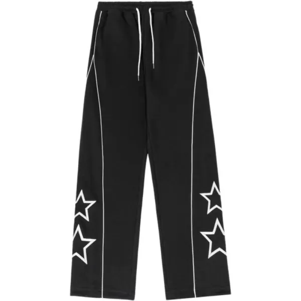 Aelfric Eden Striped Track Pants Men Parachute Pants Women Baggy Sweatpants Y2k Wide Leg Cargo Pants with DrawstringVs26black