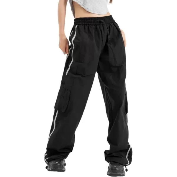 Aelfric Eden Striped Track Pants Men Parachute Pants Women Baggy Sweatpants Y2k Wide Leg Cargo Pants with DrawstringVs3black