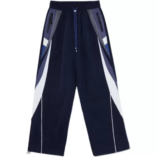 Aelfric Eden Striped Track Pants Men Parachute Pants Women Baggy Sweatpants Y2k Wide Leg Cargo Pants with DrawstringVt25dark Blue