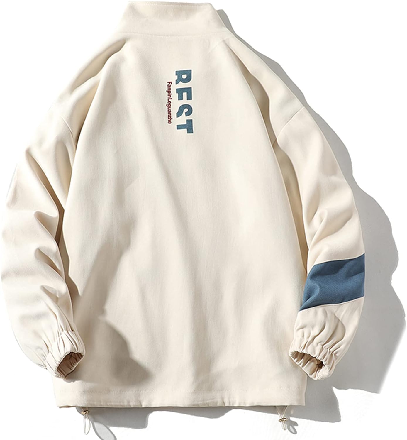 Aelfric Eden Mens Motorcycle Jackets Varsity Jacket Vintage Letter Print Patchwork Jacket Beige Oversized Overcoats01beige
