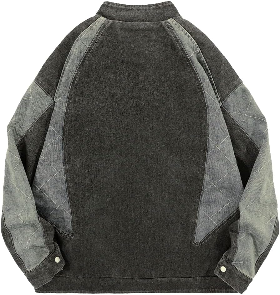 Aelfric Eden Mens Motorcycle Jackets Varsity Jacket Vintage Letter Print Patchwork Jacket Beige Oversized Overcoats1712gray