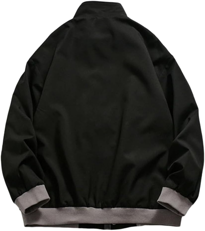 Aelfric Eden Mens Motorcycle Jackets Varsity Jacket Vintage Letter Print Patchwork Jacket Beige Oversized Overcoats644black