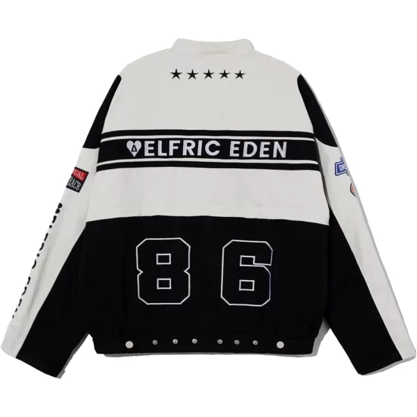 Aelfric Eden Mens Harajuku Graphic Print Varsity Jacket Colorblock Zipper Closure Baseball CoatsA15black