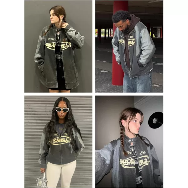 Aelfric Eden Mens Motorcycle Jackets Varsity Jacket Vintage Letter Print Patchwork Jacket Beige Oversized Overcoats1712gray